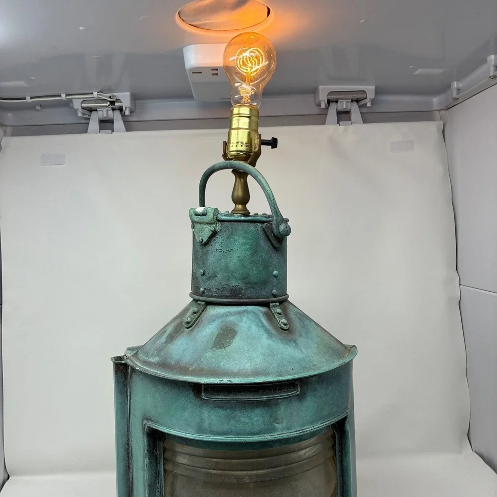 1943 WWII British Navy Ship Lantern Lamp Bow Port Patt 23 Copper Nautical - PAIR